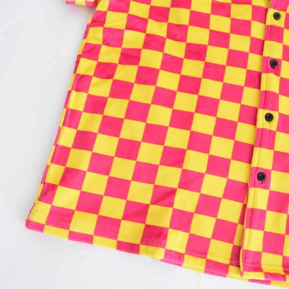 Anti Social Social Club Pink Yellow Checker Velour 2 Piece Pajamas 100% Cotton S - Picture 7 of 16